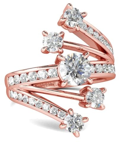 Jeulia 925 Silber Ringe Frauen Roségold-Ring Rundschliff Engagement Versprechen Jubiläum Bandringe Zirkonia Kristall Damenring zum Geburtstag,Valentinstag (Ausgefallenes Design, 67(21.4))