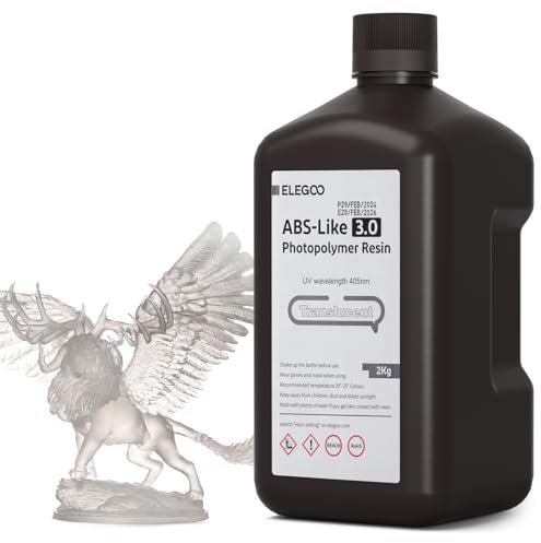 ELEGOO ABS-Like 3.0 3D Drucker Resin Transluzent 2000g, 405nm UV-Härtendes 3D Printer Harz mit Hoher Zugfestigkeit und Biegefestigkeit für MSLA/LCD/DLP 3D Drucker