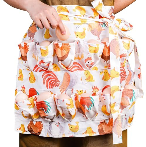 Goaste Egg Collecting Apron, 12 Deep Pockets Egg Holding Apron, Chicken Egg Gathering Aprons, Easter Eggs Baskets Holder for Hen Duck Goose Eggs, Adults, Housewife, Kitchen, Restaurant, Gift