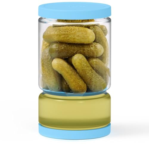 ForTidy Glass Pickle Jar with Strainer Flip for Pickle Lover - 45 OZ Leakproof Airtight Juice Separator for Olive, Gherkin or Chilli, BPA Free, Dishwasher and Refrigerator Safe (Blue, 45 oz*1 pack)