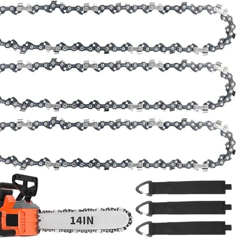 Chainsaw Chain - 3 Pack Replacement Chain for 14 Inch (35cm) Bar, 52 Drive Links, 3/8LP .0.50 Gauge, Fits for Bosch, Black & Decker, Makita, Ryobi & More