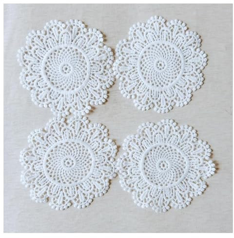 SuiGlory 12 weiße Schneeflocken-Spitzenaufnäher, Schneeflocken-Applikation für Hochzeit, Party, Weihnachtsdekoration, Kleid, Vorhang, Basteln