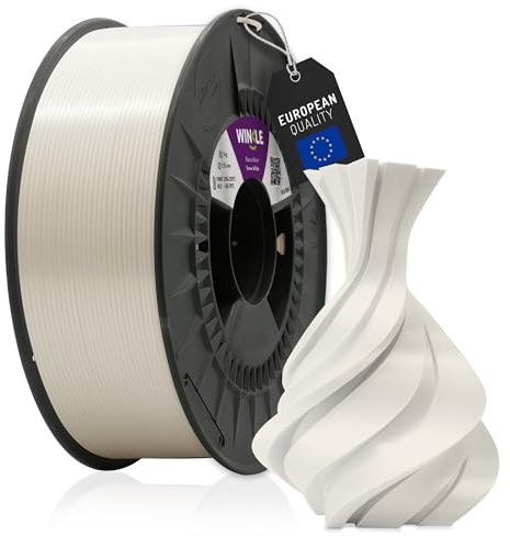 WINKLE PLA Silk Filament 1.75mm Schneeweiß, 1kg Spule, 3D Drucker Filament | Kompatibel mit FDM Druckern, 3D-Druckmaterialien, Maßgenauigkeit +/- 0.03mm, Leicht zu Bedrucken, Seidenfinish