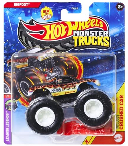 Mattel Hot Wheels Monster Trucks Collectible Toy 1:64 Scale Diecast Model Vehicle - Leading Legends 1/7 Bigfoot - JCD86