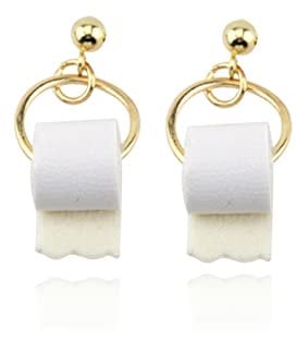 Funny Earrings 3D Roll Paper Dangle Earring Geometric Drop Earrings Paper Towel Toilet Paper Studs For WomenSimple and Sophisticated Design