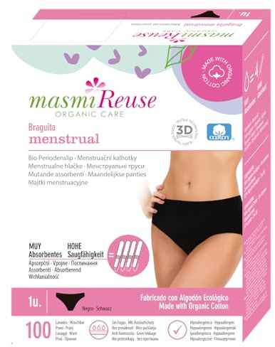 Bio Periodenslip | Waschbar & Wiederverwendbar | aus Bio Baumwolle | Schwarz | MASMI Reuse
