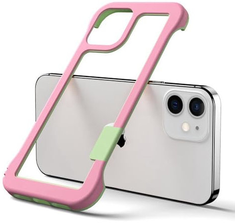 QGGNMGT Custodia antiurto in silicone con paraurti in TPU per iPhone 12 13 Mini 15 Pro 15 Pro Max, rosa, per iPhone 13