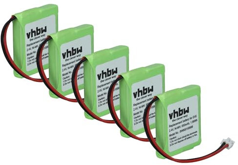 vhbw 5X Akku kompatibel mit Siemens Gigaset E455, E455 SIM, E450 SIM, E40, E450, E45 schnurlos Festnetz Telefon (650 mAh, 2,4 V, NiMH)