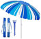 LOLAhome Sombrilla playa 220 cm y soporte arena, protección UV+50, sombrilla antiviento, varillas flexibles fibra vidrio, techo ventilación, mástil inclinable y regulable altura, bolsa transporte