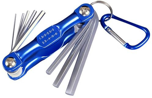 PEAPIN 1PC Folding Allen Key Set (1.5–6.0mm 8 Sizes), Compact Alan Keys Sets, Hex Wrench Tool, Portable Allen Keys for Bike & DIY