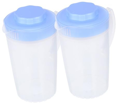 Healifty 2pcs Large Capacity Drinks Pitcher Cold Water Jug Fruit Juice Pot Household Beverage Kettle Cooling Water Bottle Tap