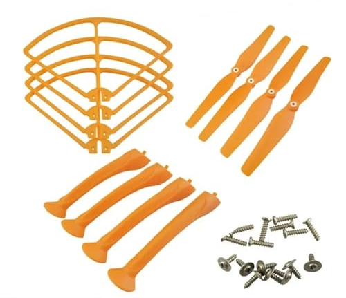 Kompatibel mit Syma X8C X8W 4-teiligem Propellerblatt-Set, Landegestellkufen und Blattschützern, RC-Drohnen-Quadrocopter-Teilen(B2)