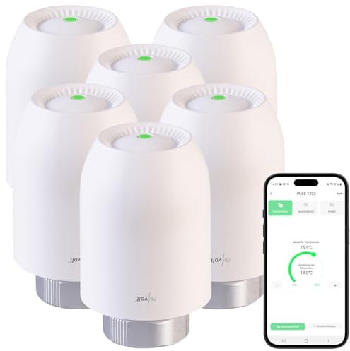 revolt Smart Home Thermostate: 6er-Set Heizkörper-Thermostate mit App-Programmierung, Bluetooth (Wochenprogramm, Heizkörper Thermostatköpfe)