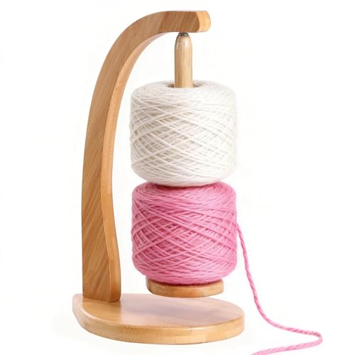 AFAMITOO Wollabwickler Magnetisch, Wollhaspel Rotierender Magnetischer Wollknäuelhalter, Großer Holz Wollhalter für Häkeln und Stricken, Wollwickler als Häkel und Strickzubehör Geschenk