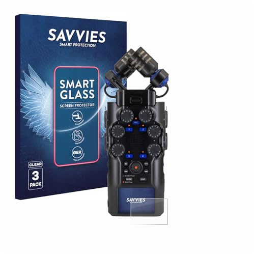 Savvies Schutzglas für Zoom H6 studio | 3 Stück Transparenter Displayschutz Made in Germany Panzer Schutz Glas 9H Schutzfolie HD Klar Blasenfrei Einfache Montage