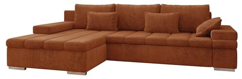 Mirjan24 Ecksofa Bangkok, Eckcouch mit Schlaffunktion und Bettkasten, Ecksofa für Wohnzimmer Gästezimmer Couch L-Form Wohnlandschaft (Flow 09, Ecksofa Links)