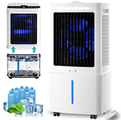 Condizionatore Portatile senza tubo 25L, 3 Velocità, 3 in 1 Raffrescatore Evaporativo con Telecomando et Timer 0-12 ore per Ufficio, Terrazza, Ristorante