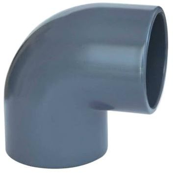 Generisch PVC Fitting - Klebemuffe 50mm/ 63mm PN16 Grau Kugelhahn, Winkel 90°/45°, T-Stück, Muffe, Verschraubung für Pool, GEMAS Wasserinstallation (6, PVC Winkel 90° 50 mm Grau)