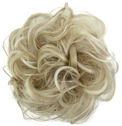 CAISHA Haarteil Haargummi Hochsteckfrisuren Brautfrisuren Voluminös Gelockt Unordentlich Dutt Kunstfaser DM15cm Hellblond Mix G37A