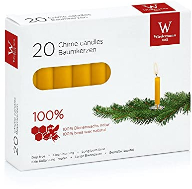 20er Baumkerzen 100% Bienenwachs 100/13mm (Natur)