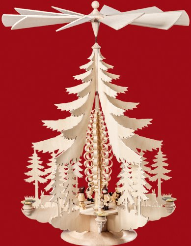 Weihnachtspyramide 1-stöckige Pyramide mit Winterkinder - 62cm - Original Erzgebirge - Kunstgewerbe Taulin