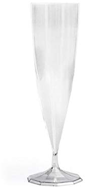 100 flûtes à champagne plastique transparentes, effet torsadé-réutilisables
