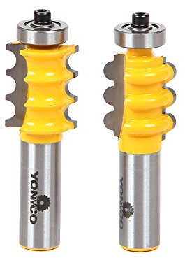 Yonico Furniture Molding and Trim Router Bits Set 2 Bit Triple Bead & Flute 1/2-Inch Shank 16261