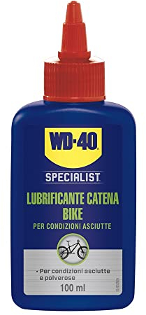 WD-40 - Specialist - Lubrificante Catena Bike - Per Condizioni Asciutte - Lubrifica, protegge dalla ruggine, riduce la frizione e l'usura della catena - Sistema contagocce - 100ml