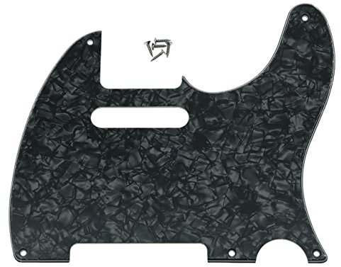 KAISH American Vintage 5 Hole Tele Pickguard TL Guitar Pick Guard Scratch Plate for Tele/Telecaster Black Pearl