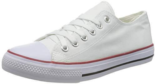BRANDELIA Canvas de Lona Estilo Casual y Deportivo Zapatillas Unisex, Blanco, 37 EU