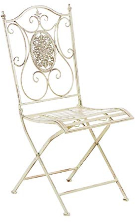 CLP Gartenstuhl Sibell im Landhausstil, aus Metall mit klappbarem Design, ideal für Terrasse oder Balkon, in 6 Farben erhältlich, Farbe:antik-Creme