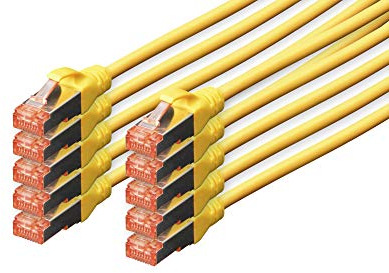 DIGITUS Professional - Cable de Red (0,25 m, Cat6, S/FTP (S-STP), RJ-45, RJ-45, Amarillo) 10 Piezas
