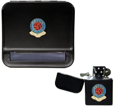 Aston Villa Football Club Cigarette Rolling Machine and storproof Petrol Lighter