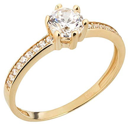 Ardeo Aurum Damenring aus 333 Gold Gelbgold mit Zirkonia im Brillant-Schliff Solitär-Ring Verlobungsring