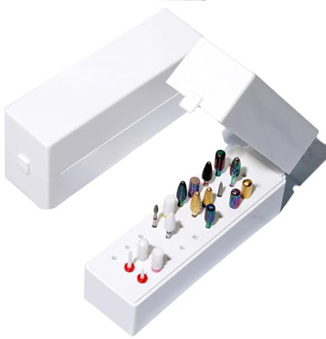 Fresas para Torno Manicura Caja, Torno para Uñas, Caja de Broca de Uñas, Caja de Almacenamiento de Exhibición de Broca de Cabeza de Molienda de 30 Agujeros
