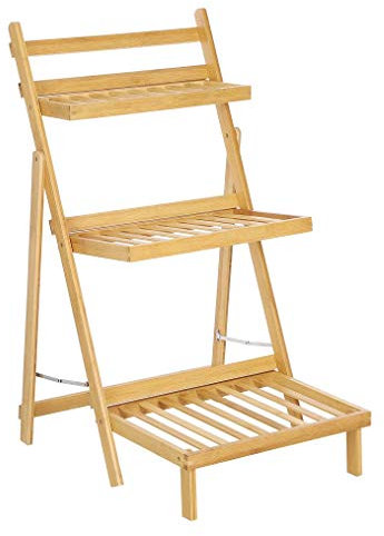 Decopatent Pflanzenregal aus Bambus Holz - Pflanzentreppen/Blumenregal für den Innenbereich - 3-stöckiges Pflanzenregal - Stehregal für Pflanzen und Blumen