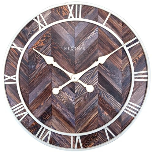 NeXtime Wanduhren, Holz, Metall und Kunststoff, Dunkelbraun, Ø 58 cm