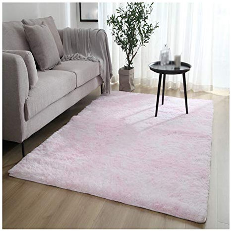 SimidunEUR Tapis Salon Shaggy - Rectangulaire - Tapis de Salon de Style Moderne Résistant à la Tache, Antidérapant,Rose Clair,120 * 160 CM