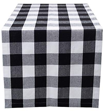 Tischläufer 180x32 - Robuster Tisch Läufer aus Baumwolle - Hochwertiger Tischläufer kariert - Table Runner - Waschbarer Läufer Tisch mit 220g/m²