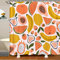 Obst Duschvorhang Textil Erdbeer Wassermelone Duschvorhang 180x200cm für Kinder Erwachsene Süße Papaya Zitrone Pitaya Badvorhang Karikatur Tropische Frucht Waschbar Duschvorhang Bunte Dekoration