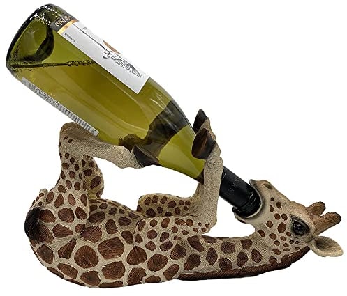 G&H Decor - Adorable 36cm Giraffe Wine Bottle Holder Figure - Giraffe Gift with Amazing Detail - Giraffe Kitchen Countertop Novelty Wine Bottle Holder - Hand Painted Giraffe Gifts for Women