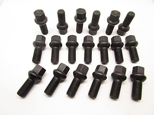 Kit 20 Bulloni Ruota Neri Compatibili Con VOLKSWAGEN GOLF IV V VI VII 4 5 6 7 Fissaggio Ruote Gomme Cerchi In Acciaio e In Lega in Ferro Farad MADE IN ITALY