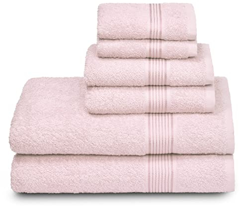 GLAMBURG Ultra-weiches 6er-Pack Baumwoll-Handtuch-Set, enthält 2 übergroße Badetücher 70 x 140 cm, 2 Handtücher 40 x 60 cm und 2 Waschbetten 30 x 30 cm, Rosa