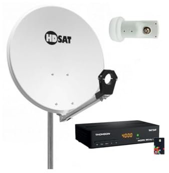 Pack HDSAT Parabole Satellite Acier 60cm + Récepteur Astra + LNB Single