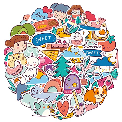 MARSFORCE Vsco Kawaii Stil Aufkleber, Süße Wasserdicht Vinyl Sticker Set für Laptop Wasserflasche Skateboard Reisekoffer Gepäck Gitarre Scrapbook Handy Pad [50 Stück]