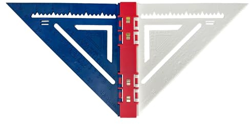 Rapid Rafter Double-Sided Rafter Square, Metal Strip for Level, Folds Flat, Red White and Blue, Tool for Carpenters and Framers - Made in The USA