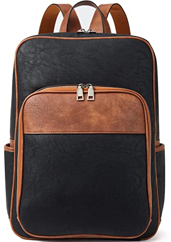 Telena Sac à dos élégant en cuir pour femme Sac à dos de loisirs Sac à main 2 en 1 décontracté, 0-1 - Noir et marron, Tendance