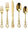 SHEUMNT Wunderschönes Retro Royal Gold Edelstahl 20-teiliges Besteckset, goldenes Essbesteck Set, rostfreier Edelstahl, goldenes Besteckset, Utensilien inklusive Gabel, Löffel und Messer