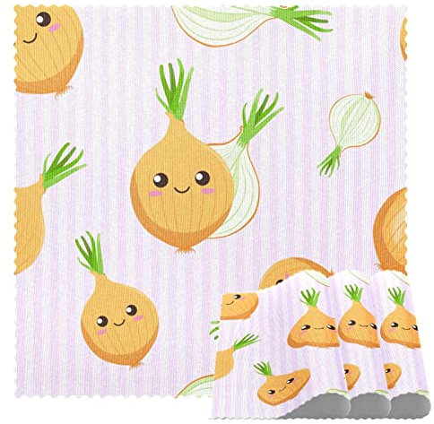 Quadratische Platzdeckchen, rutschfest, niedliches Cartoon-Zwiebelmuster