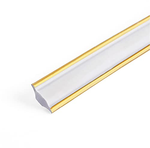 skirting Board Trim, Strip Self Adhesive, Edging Trim Strip, Laminate Door Strip, Floor Edging Strip, Caulk Strip, Threshold Strip, Decoration for Wall Corner Edge (Black & Gold L 5m)
